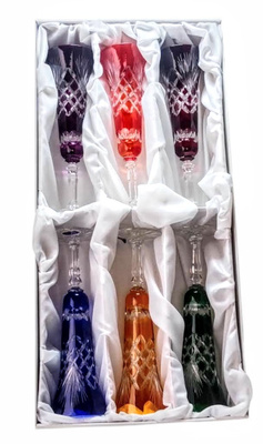 Coloured crystal champagne glasses 170 ml Pineapple
