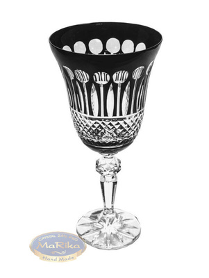 Black crystal wine glasses 280 ml French