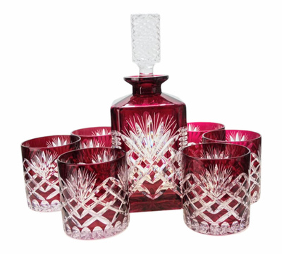 Set di bicchieri e decanter per whisky Frantoio Cobalto