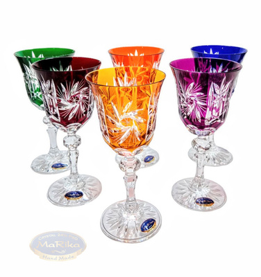 Coloured crystal wine glasses 170ml Olwik Mill