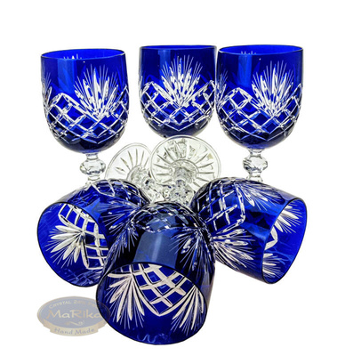 Cobalt crystal wine glasses 240ml Pineapple 6 pieces