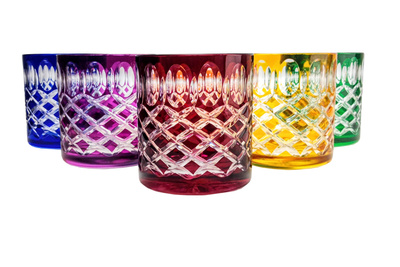 Coloured crystal whisky glasses 280 ml Crate Olive