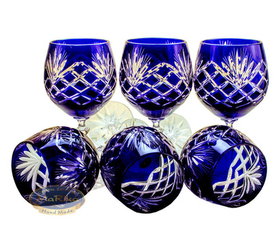 Kobaltowe kryształowe kieliszki do wina 280 ml Ananas