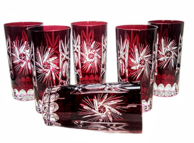 Ruby crystal water glasses 320ml Olive Mill