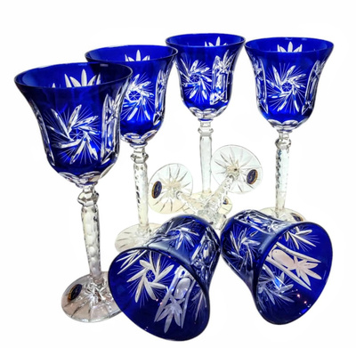 Cobalt crystal wine glasses 280 ml Olive Mill