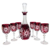 Rubinowy kryształowy zestaw do wina 6+1