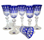 Cobalt crystal liqueur glasses 60 ml French
