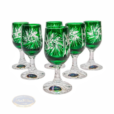 Szmaragdowe kryształowe kieliszki do wódki 25ml