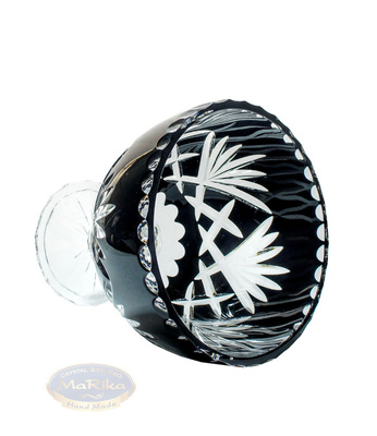 Black crystal legged bowl 20 cm Pineapple