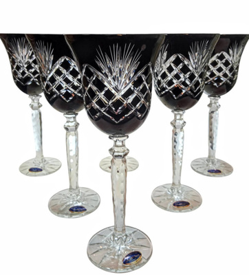 Black crystal wine glasses 280 ml Pineapple