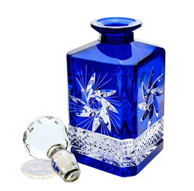 Cobalt crystal whiskey decanter Grinder Olive