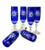 Cobalt crystal champagne glasses 170ml Olive Mill