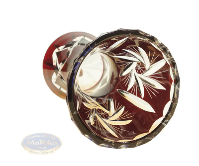 Rubinowy kryształowy wazon 18 Młynek