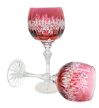 Rubinowe kryształowe kieliszki do wina 2 szt