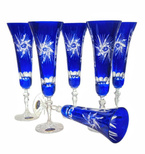 Kobaltowe kryształowe kieliszki do szampana 170 ml Młynek Oliwka