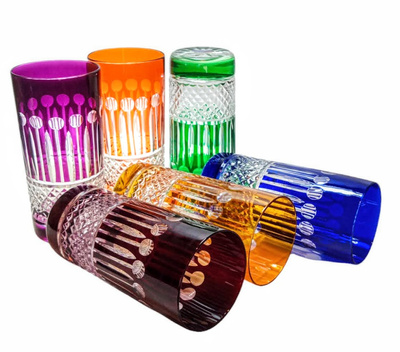 Coloured crystal glasses for water and drinks 320ml French