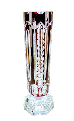 Ruby crystal flat vase