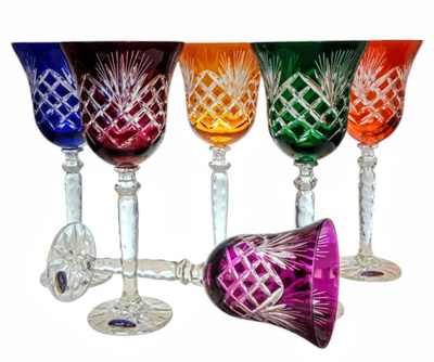 Coloured crystal wine glasses 280 ml Pineapple