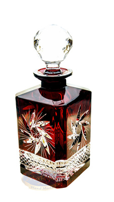 Rubinowa kryształowa karafka na whisky Młynek Oliwka 700 ml