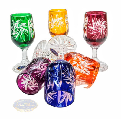 Kolorowe kryształowe kieliszki do wódki 25ml