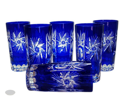 Cobalt crystal water glasses 320ml Olive Mill