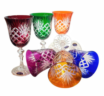 Coloured crystal wine glasses 220 ml Pineapple