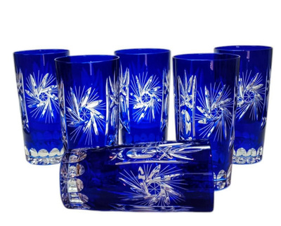 Cobalt crystal water glasses 320ml Olive Mill