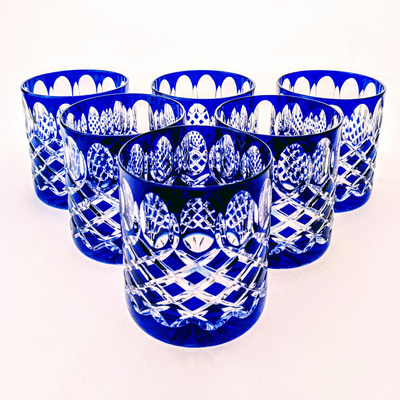 Cobalt crystal whisky glasses 280ml Crate Olive