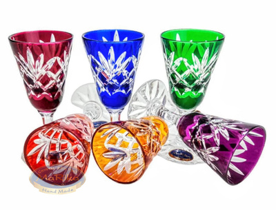 Coloured crystal vodka glasses 40 ml Pineapple