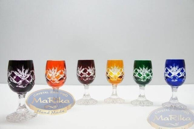 Coloured crystal vodka glasses 25ml