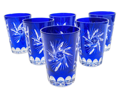 Kobaltowe kryształowe szklanki do shotow 150ml Młynek Oliwka