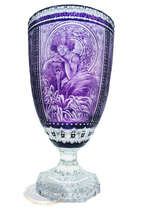 Engraved amethyst vase with paintings by A.Mucha