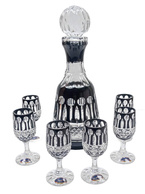 Black crystal glass set with decanter French 6+1