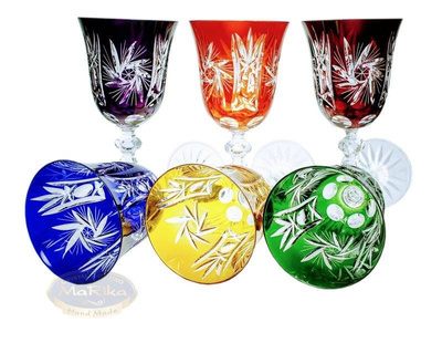 Colour crystal wine glasses 220ml Olive grinder