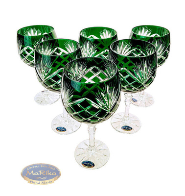 Szmaragdowe kryształowe kieliszki do wina 280 ml Ananas