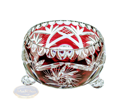 Rubinowa kryształowa owocarka 16 cm Młynek Oliwka