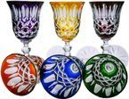 Colorful crystal liqueur glasses 60 ml Olive lattice