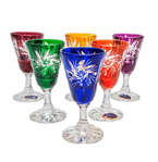 Coloured crystal vodka glasses 30 ml Olive Mill
