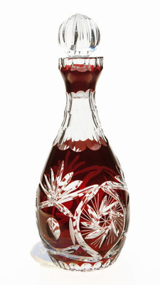 Rubinowa kryształowa karafka do wina Młynek Oliwka