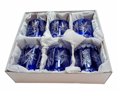 Cobalt crystal whisky glasses 280ml Olive Mill