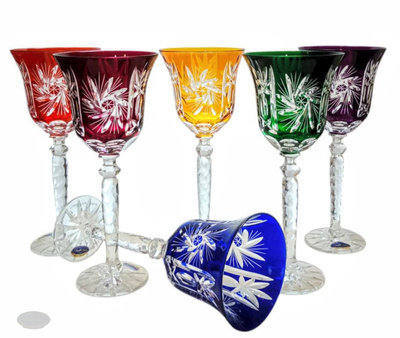 Coloured crystal wine glasses 280ml Olive Mill