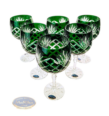 Szmaragdowe kryształowe kieliszki do wina 280 ml Ananas