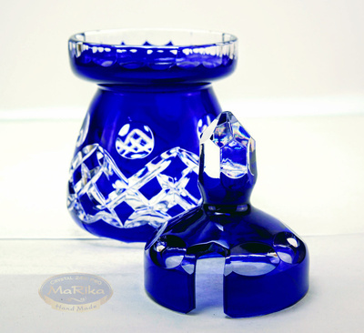 Kobaltowa kryształowa bomboniera 10 cm Ananas