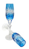 Turkusowe  kryształowe kieliszki do szampana 2 szt