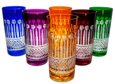 Coloured crystal glasses for water and drinks 320ml French