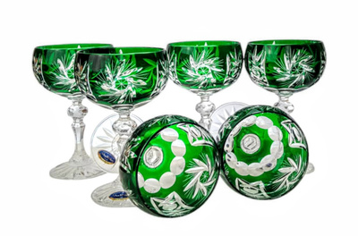 Emerald crystal champagne glasses 150ml Olive Mill