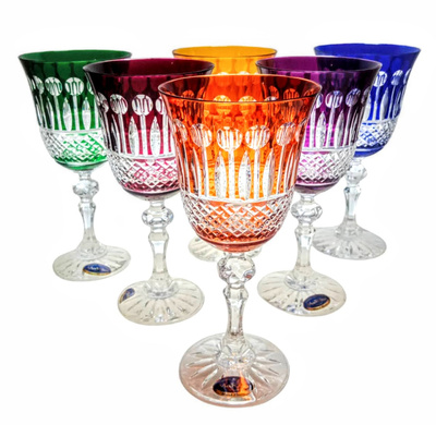 Kolorowe kryształowe kieliszki do wina 220 ml Francuski