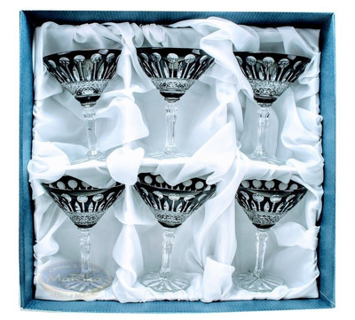 Black crystal martini glasses 170ml French