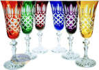 Coloured crystal champagne glasses 150ml Crate Olive