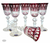 Ruby crystal liqueur glasses 60 ml French